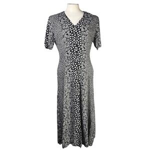 Jamie Brooke Vintage Floral Patchwork Button Front Lace Up Back Midi Dress L